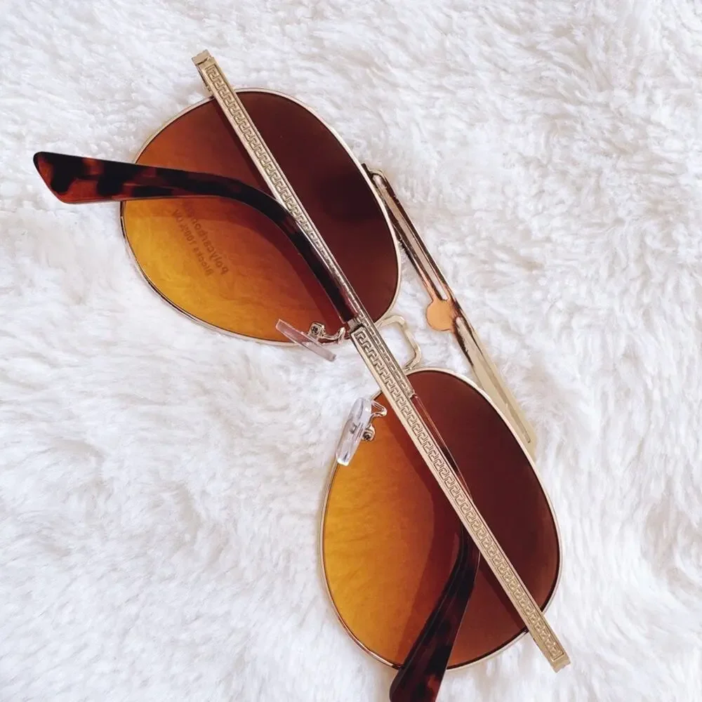 Doug Brown W/ Gold Rim Aviator Sunglasses